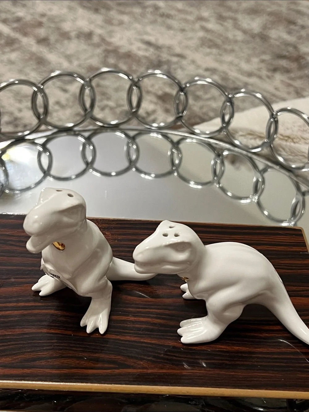 White Ceramic Dinosaur Salt and Pepper Shaker Set - Home Accents